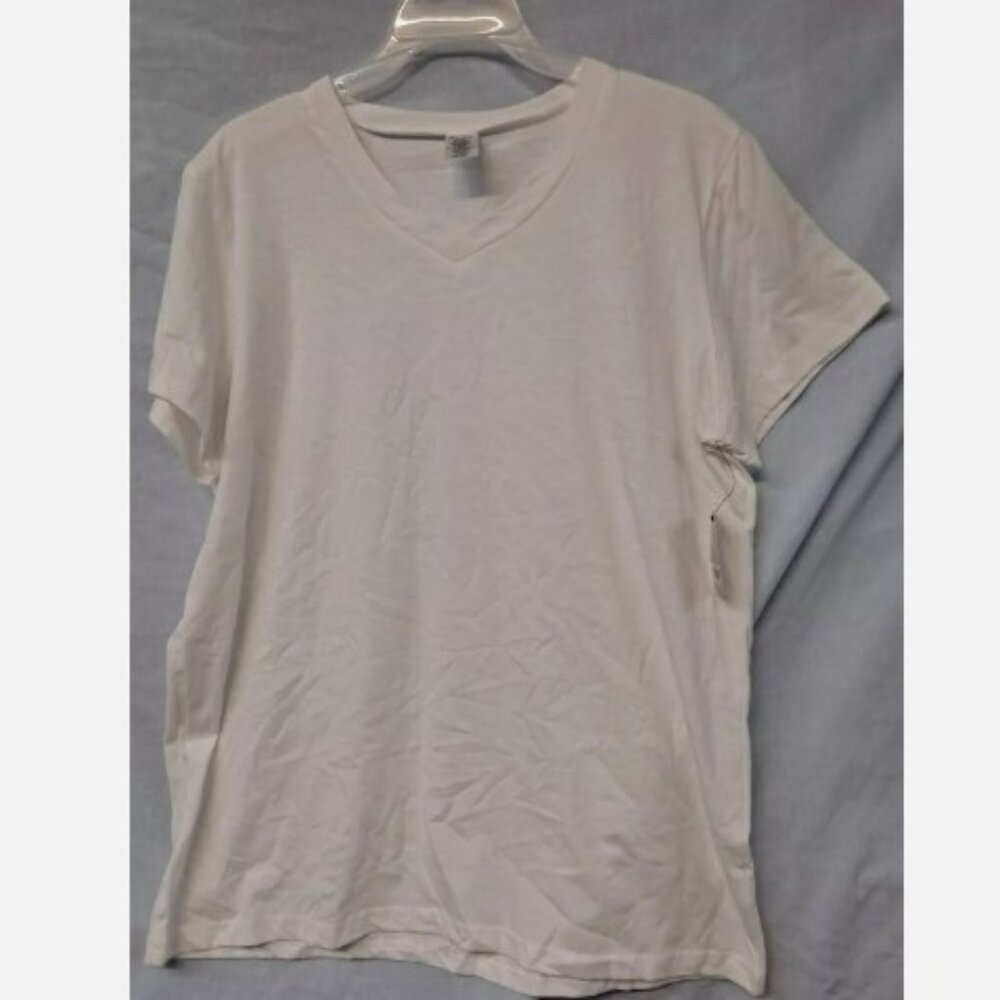 West Loop Women's Short Sleeve White V-neck Short Sleeve Tee Shirt